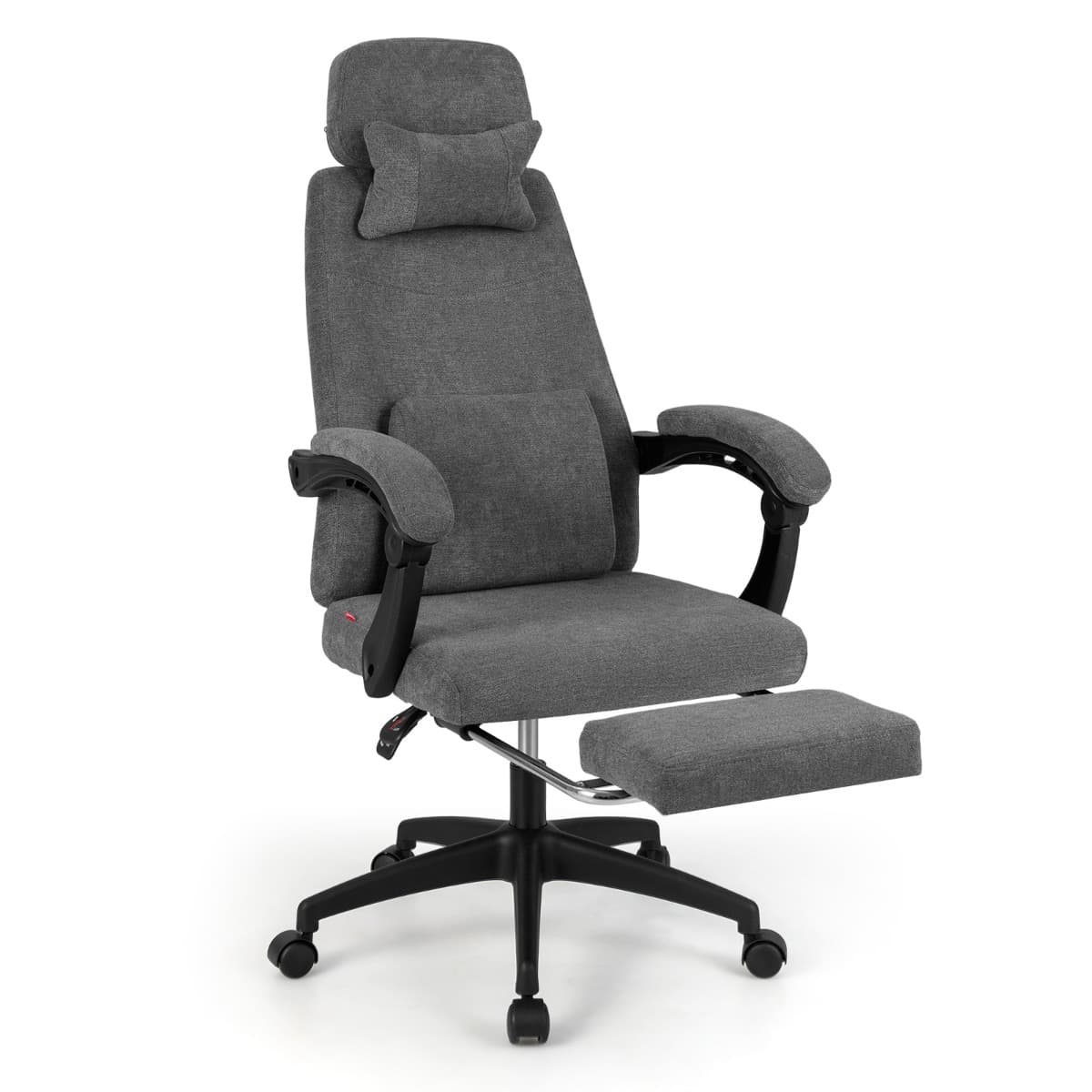 Fauteuil de Bureau Inclinable Chaise de Bureau Rembourrée en Tissu Chenille avec Accoudoirs Rembourr